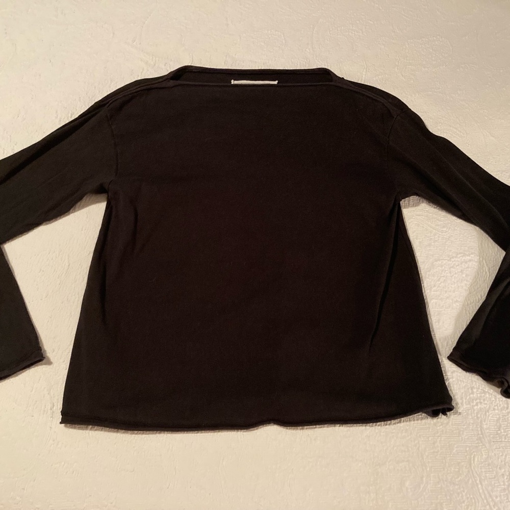 Elizabeth Suzann Alabama Chanin long sleeve black Eva tee Large